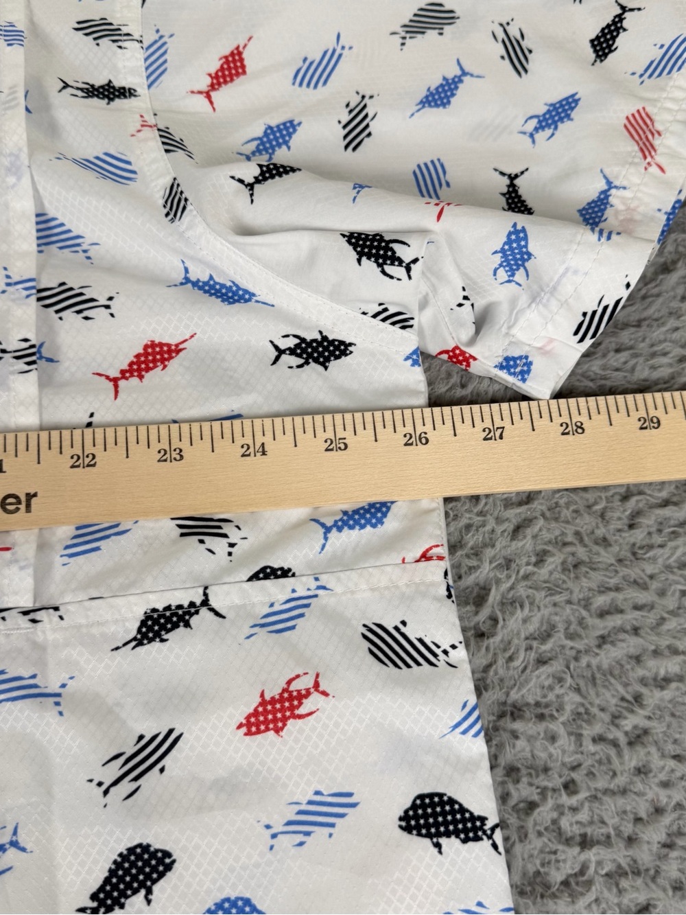 Columbia PFG Super Slack Tide Camp Shirt Mens XL White Fish Patriotic Vented - Picture 6 of 9
